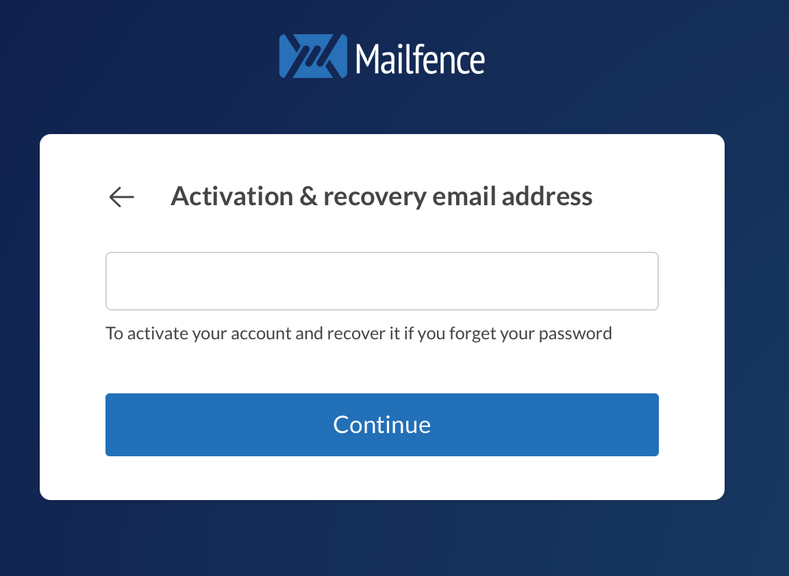 Mailfence richiede email di recupero